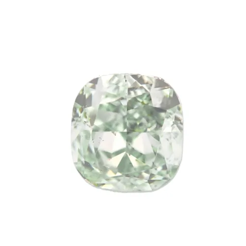 Fancy light green diamond cushion