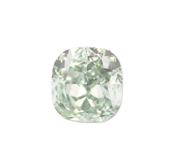 Fancy light green diamond cushion