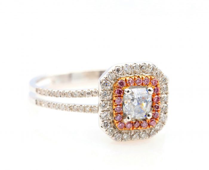 0.65ct Light Blue &  Intense Pink Diamond Engagement Ring GIA 18K White Gold SI2 - Image 5