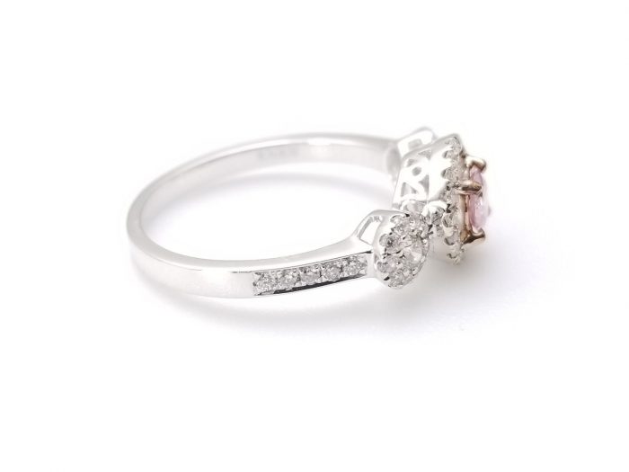 1.03ct Fancy Pink Diamond Engagement Ring GIA Round Hallo 18K White Gold SI1 - Image 4