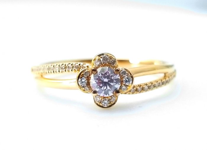 0.46ct Natural Fancy Light Pink Diamonds ARGYLE Engagement Ring GIA Round 18K VS