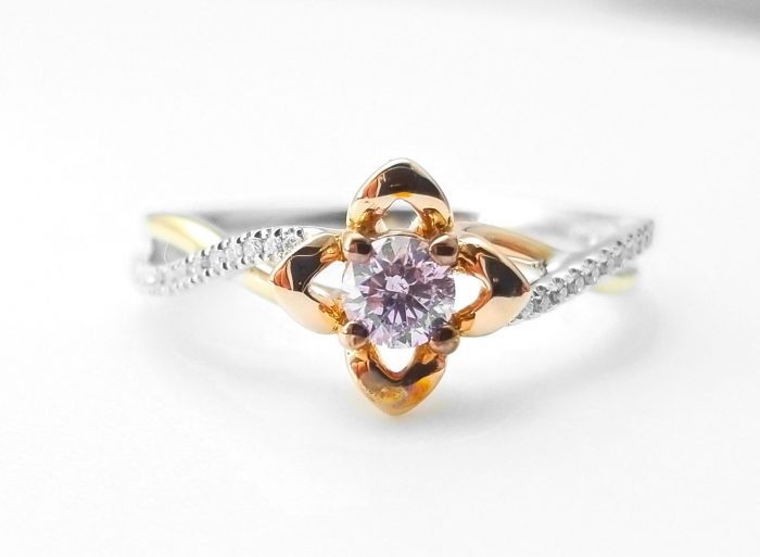 0.52ct Natural Fancy Pink Diamonds ARGYLE Engagement Ring GIA Round 18K Gold