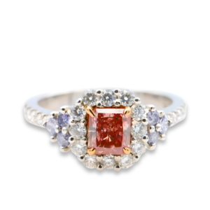 From Argyle Australia Platinum Engagement Ring 1.30ct Natural Fancy Intense Pink And Blue GIA natural color diamond -