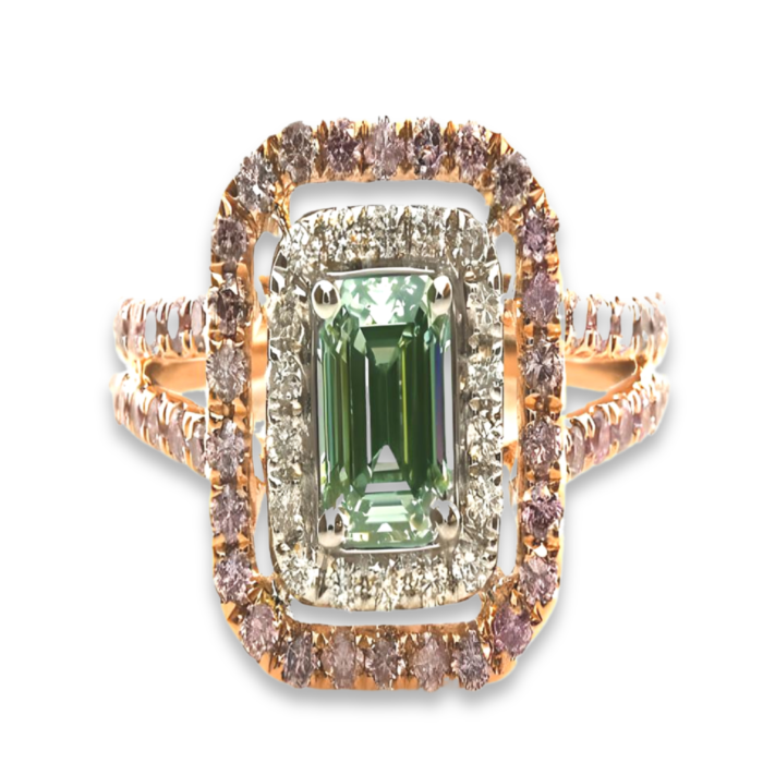 Real-170ct-Natural-Fancy-Light-Green-Pink-Diamonds-Engagement-Ring-GIA-18K