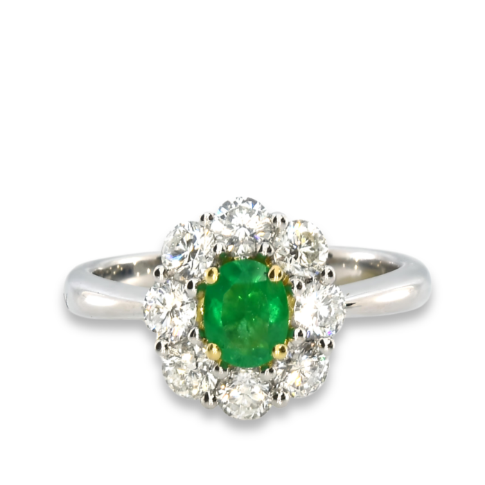 Real-138ct-Natural-Green-Emerald-Engagement-Ring-Oval-Cut-18K-Gold-G-VS2