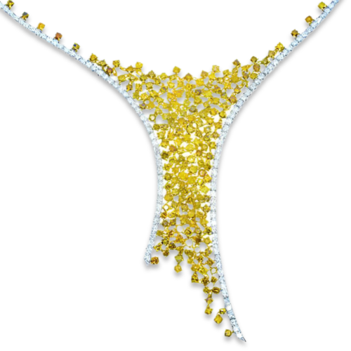 1763ct-Fancy-Yellow-Diamonds-Necklace-18K-All-Natural-48G-Real-Gold-Mix-Shape