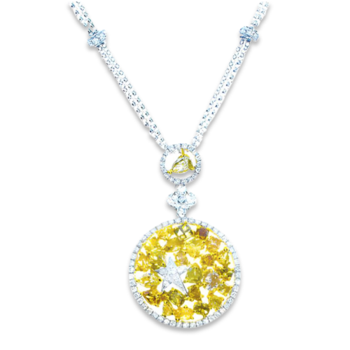 422ct-Fancy-Intense-Yellow-Diamonds-Necklace-18K-All-Natural-9-Grams-Real-Gold