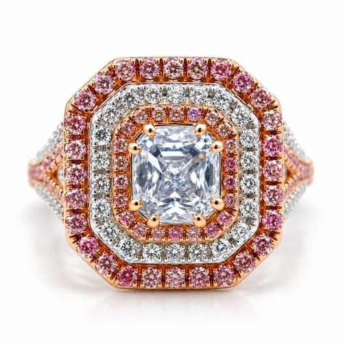 light blue and pink diamond ring
