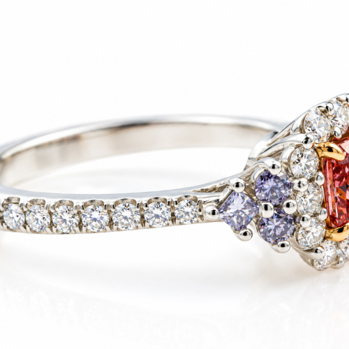 pink diamond ring with argyle blue ring