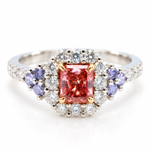 From Argyle Australia Platinum Engagement Ring 1.30ct Natural Fancy Intense Pink And Blue GIA natural color diamond -