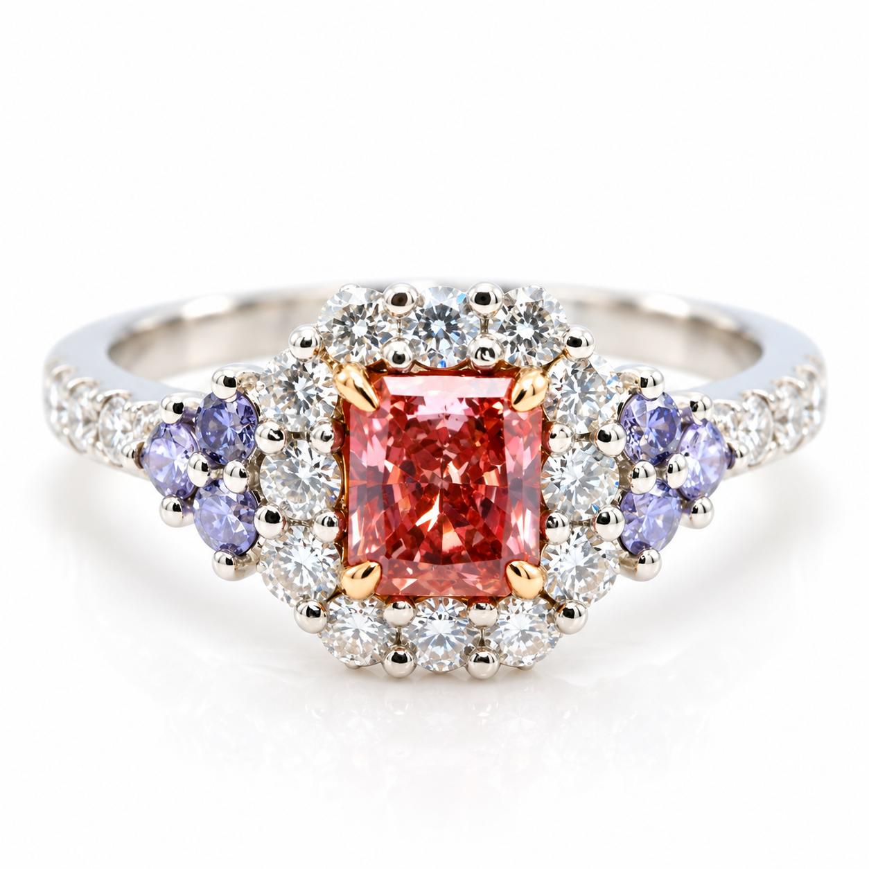 From Argyle Australia Platinum Engagement Ring 1.30ct Natural Fancy Intense Pink And Blue GIA