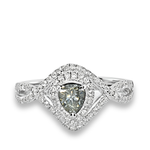 Real-078ct-Natural-Fancy-Gray-Diamond-Engagement-Ring-18K-Solid-Gold-Pear