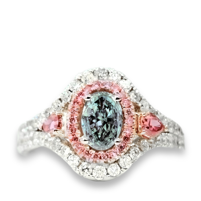 Engagement Diamonds Ring 1.30ct Natural Fancy Blue & Argyle Intense Pink GIA 4PP - Image 3