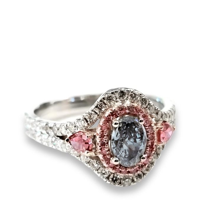 fancy blue and pink diamond ring