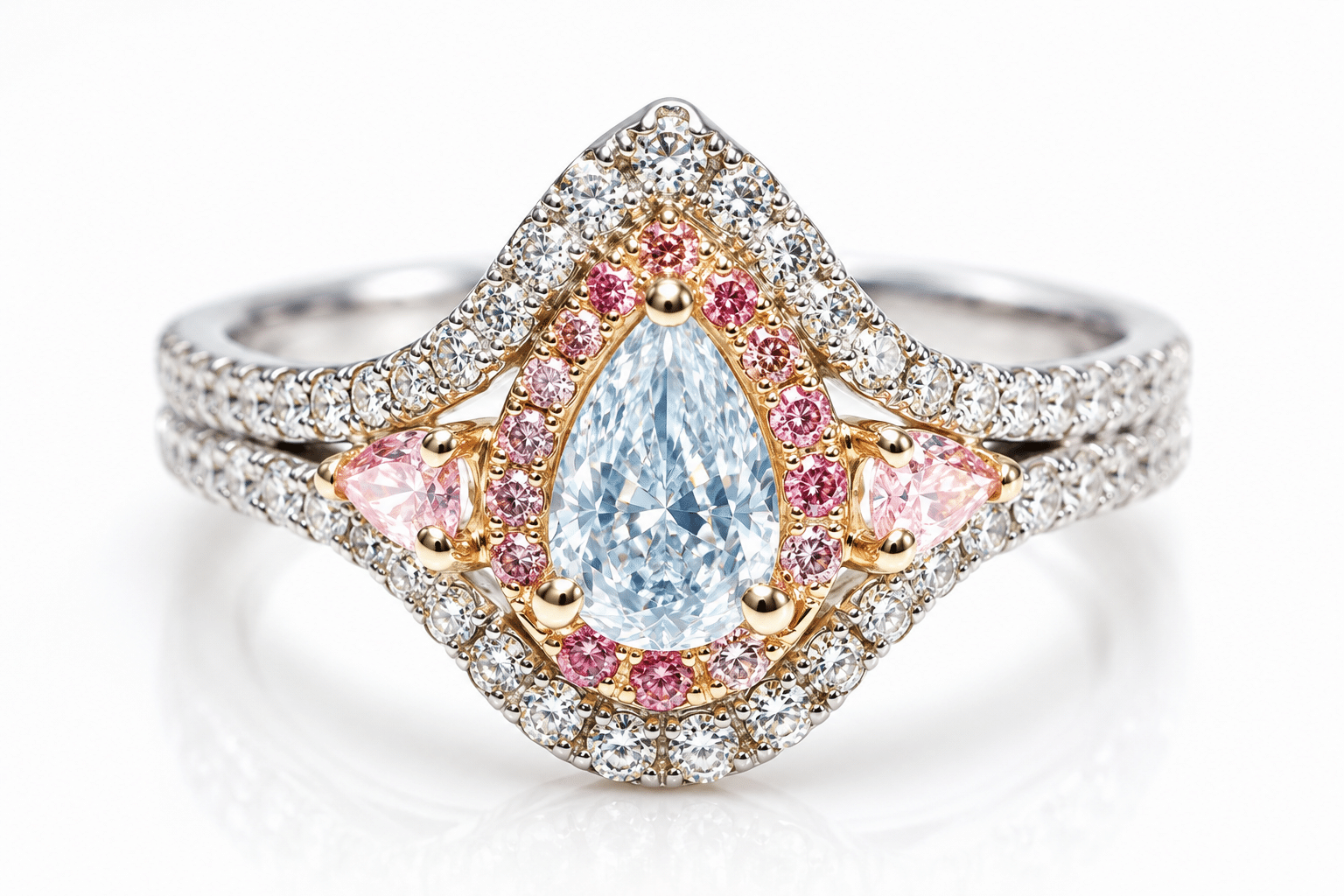 Engagement Diamonds Ring 1.47ct Natural Fancy Blue & Argyle Intense Pink GIA 3PP