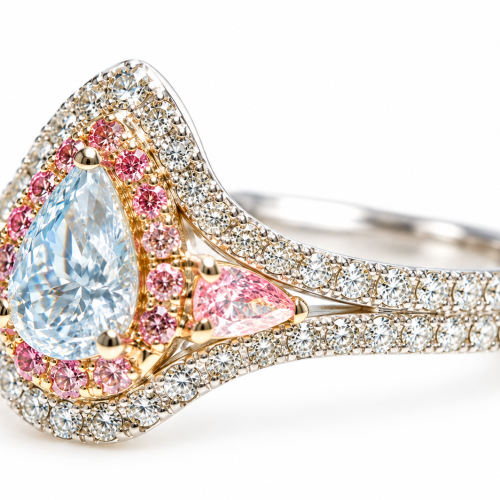 fancy light blue diamond ring pear