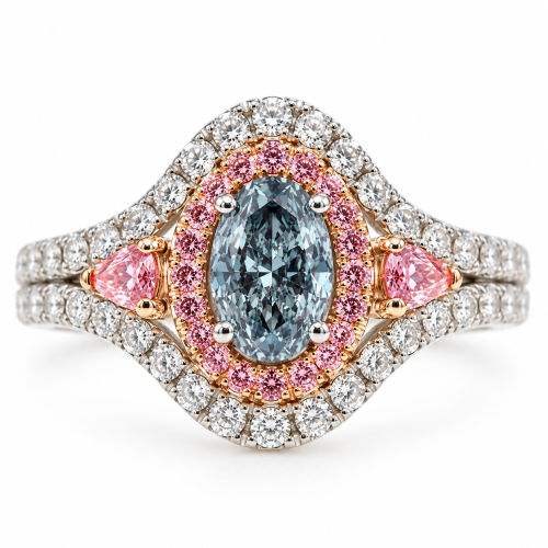 gray blue and pink diamond ring