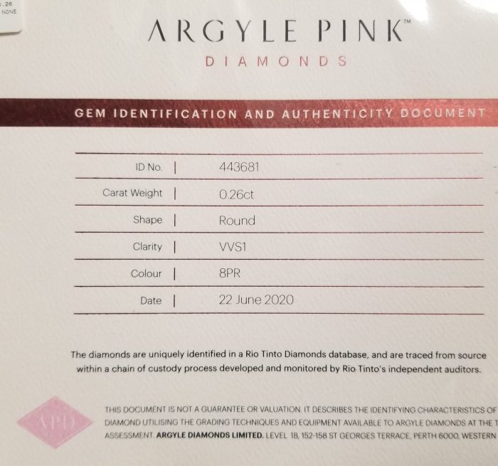 Argyle Pink Diamond - 0.26ct Natural Loose Fancy Pink Color GIA VVS1 Round - Image 2