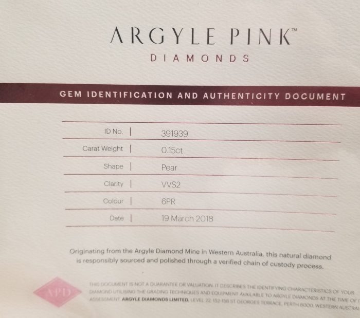 Pink Diamond - VVS2 0.15ct ARGYLE Natural Loose Fancy Intense Pink 6PR GIA Pear - Image 2