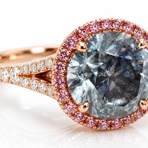 5.60ct Fancy Gray & Argyle 6PP Intense Pink Diamond Engagement Ring GIA 18K SI2