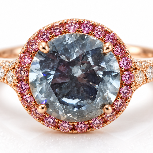 5.60ct Fancy Gray & Argyle 6PP Intense Pink Diamond Engagement Ring GIA 18K SI2