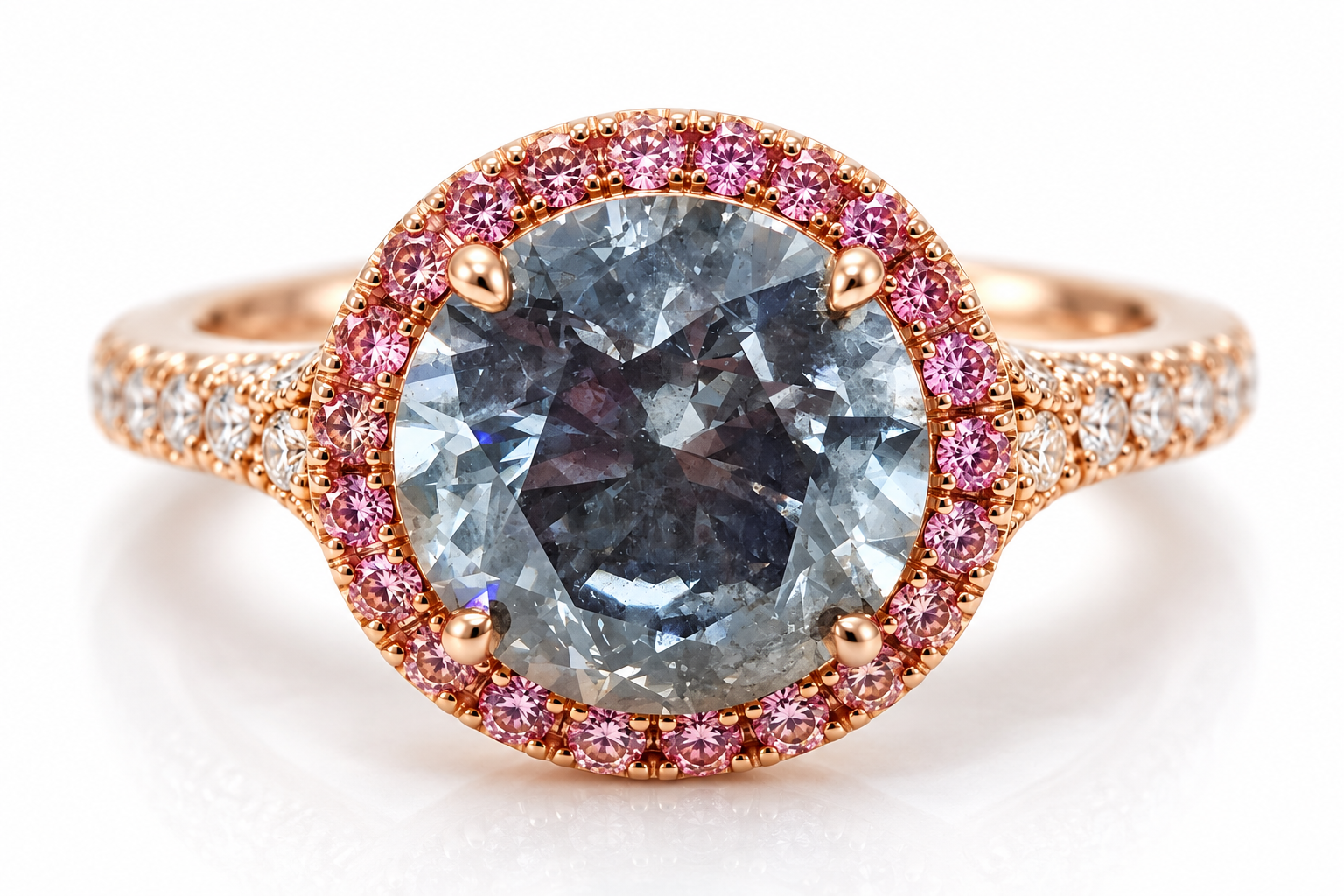 5.60ct Fancy Gray & Argyle 6PP Intense Pink Diamond Engagement Ring GIA 18K SI2