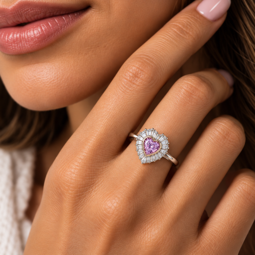 GIA 3.17ct Natural Fancy Intense Pink Purple Diamond Engagement Ring 18K Heart