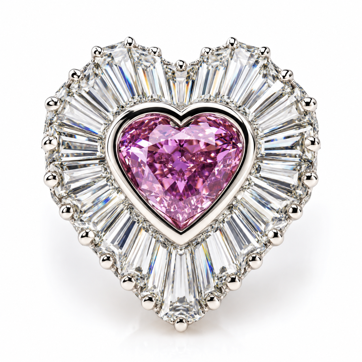 GIA 3.17ct Natural Fancy Intense Pink Purple Diamond Engagement Ring 18K Heart