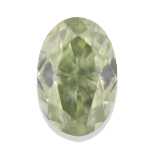 Oval chameleon green diamond