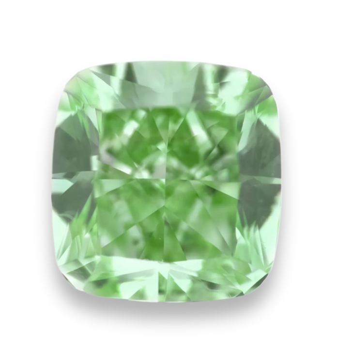 fancy yellowish green diamond cushion vvs1