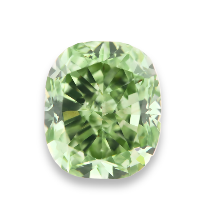 fancy yellow green diamond cushion