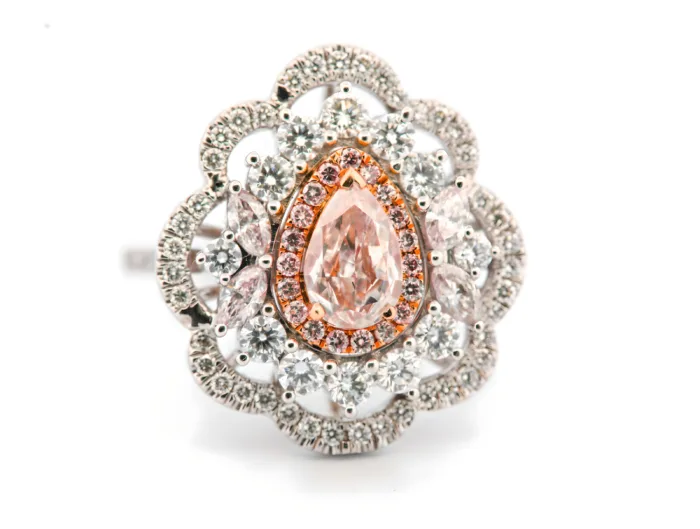 2.91ct Natural Fancy Light Pink Pear Diamond Engagement Ring