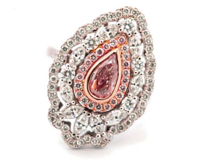 2.96ct Natural Fancy Light Pink Pear Diamond Engagement Ring