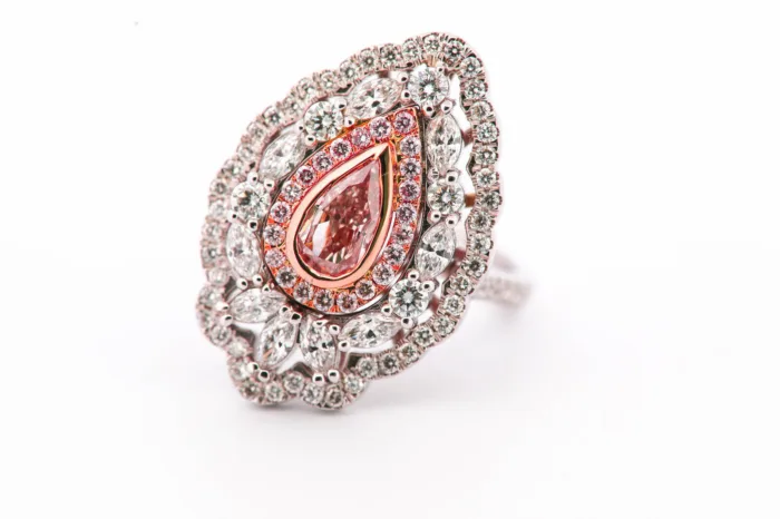 Fine 2.96ct Natural Fancy Light Pink Pear Diamond Engagement Ring 18K Gold GIA - Image 2