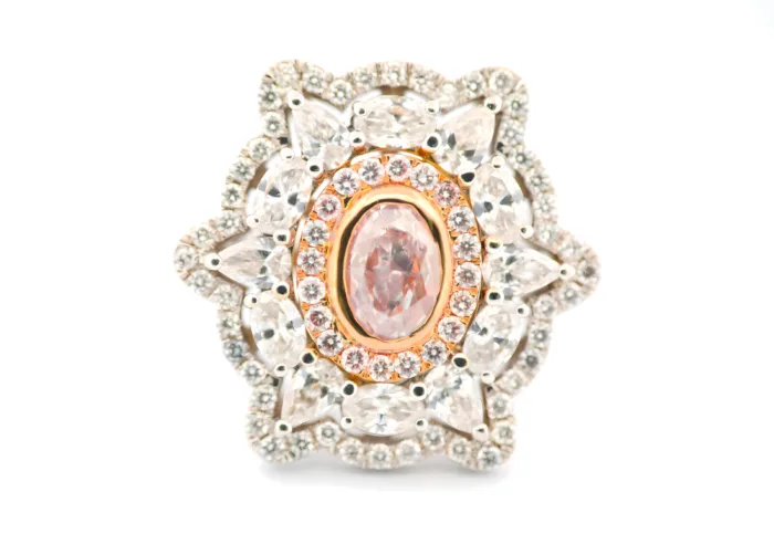 3.06ct Natural Fancy Light Pink Oval Diamond Engagement Ring