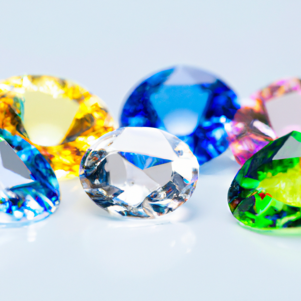 Vibrant diamonds sparkling in diverse hues.