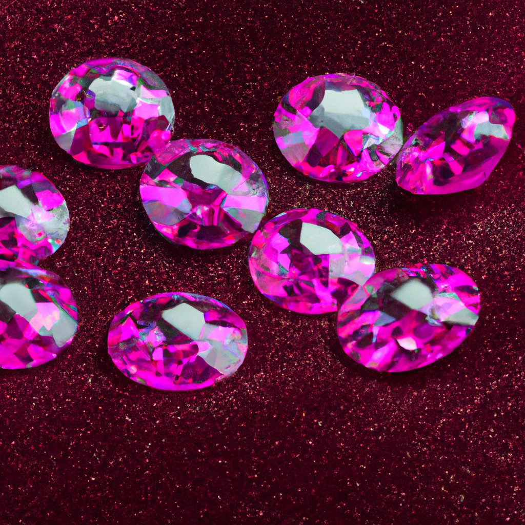 Vibrant pink diamonds glisten on velvet.