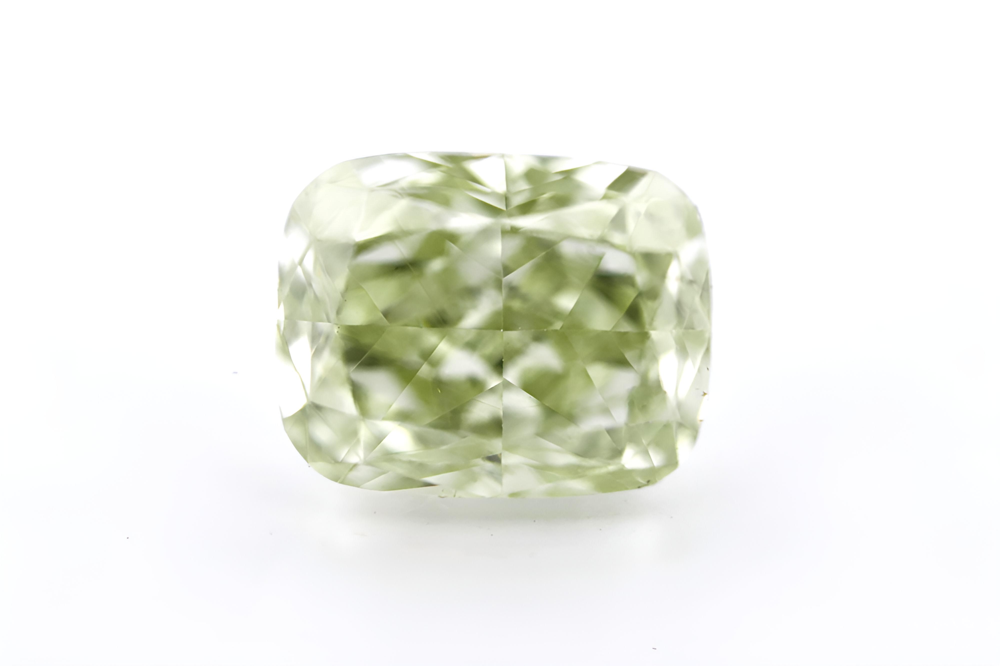 GIA 1.01ct Fancy Grayish Greenish Yellow Cushion Modified Brilliant Diamond (SI2) - Image 2