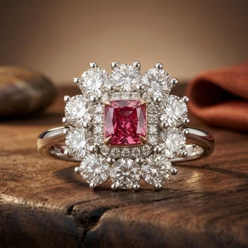 vivid pink diamond ring