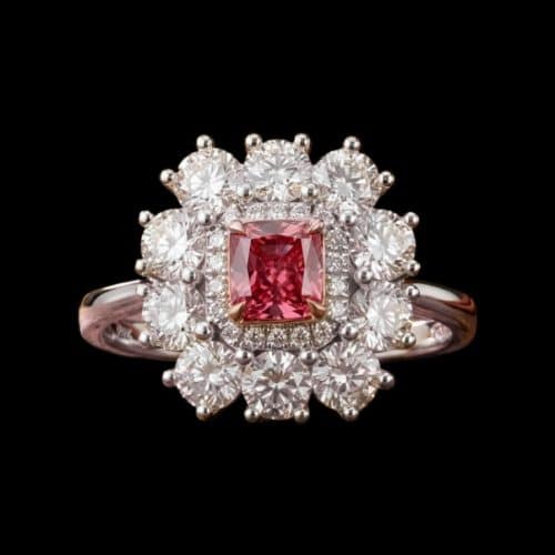 platinum ring vivid pink diamond from argyle