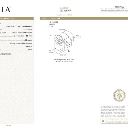 0.17 carat Carat Cushion Modified Brilliant GIA Certified Diamond
