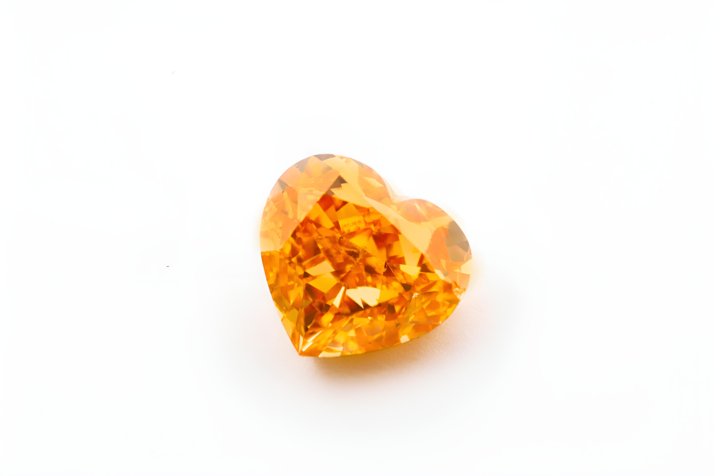 0.50 carat Carat Heart Modified Brilliant Fancy Vivid Yellow-Orange SI1 GIA Certified Diamond