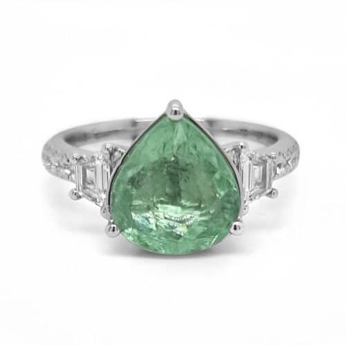 0.32ct Vivid Neon Greenish-Blue to Blue-Green (Copper-Bearing) Natural Paraiba Tourmaline RING 18K Gold