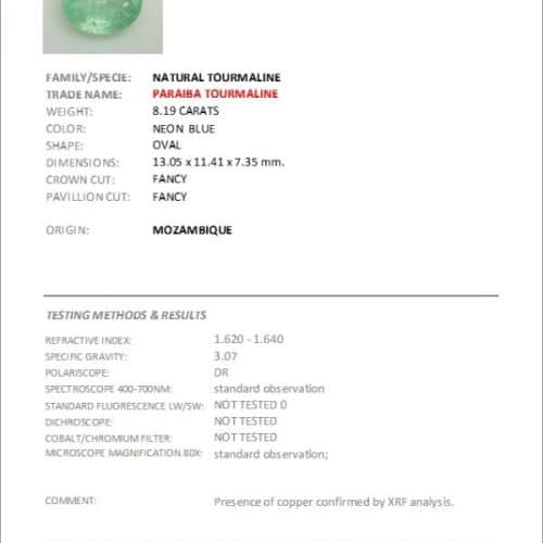 8.19 Carat Oval None Certified Diamond