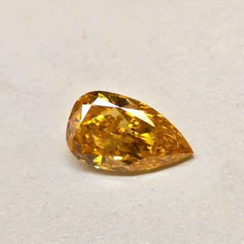 1.03 carat Carat Pear Modified Brilliant Fancy Vivid Yellow-Orange I1 GIA Certified Diamond