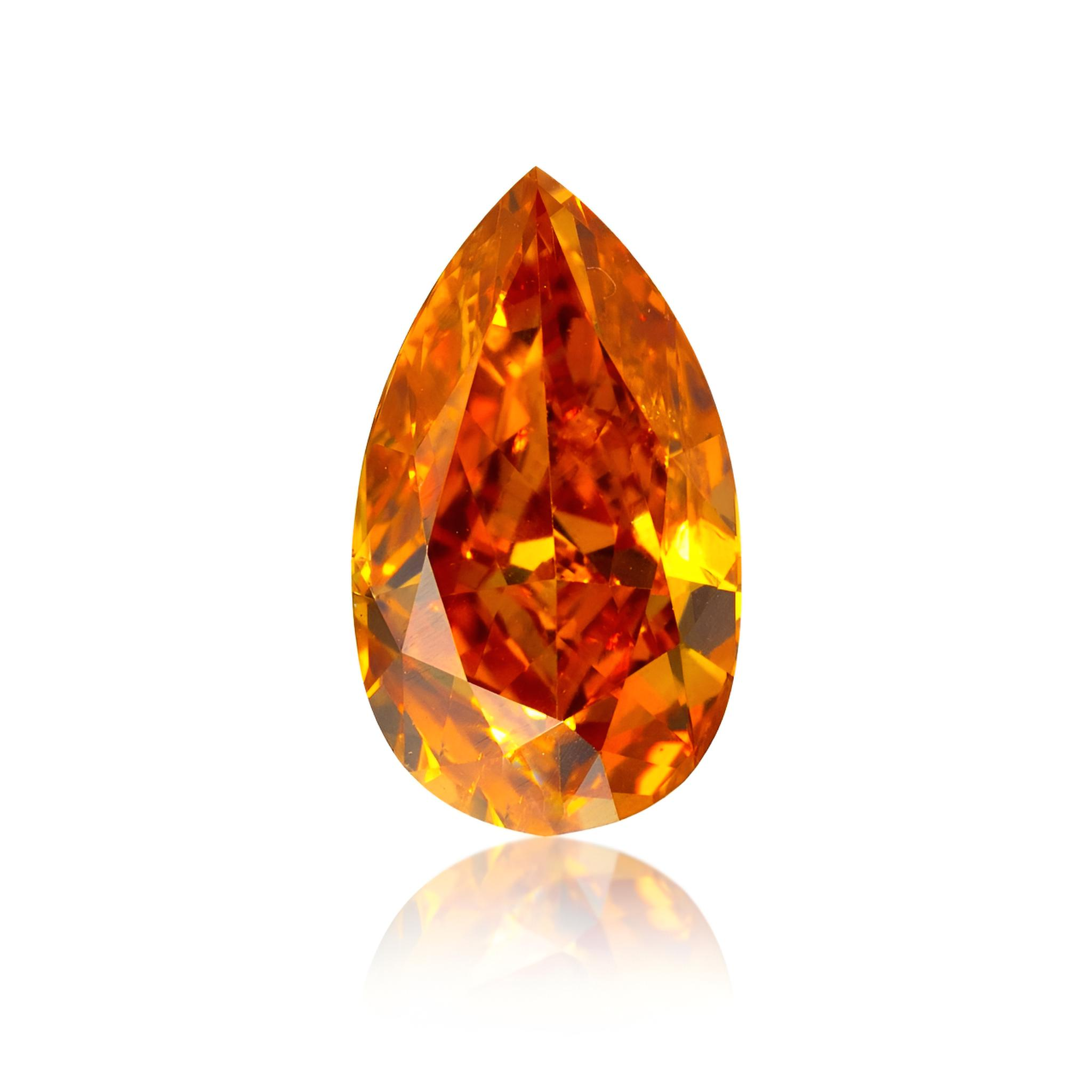 0.30 carat Carat Pear Fancy Vivid Yellow-Orange SI2 GIA Certified Diamond