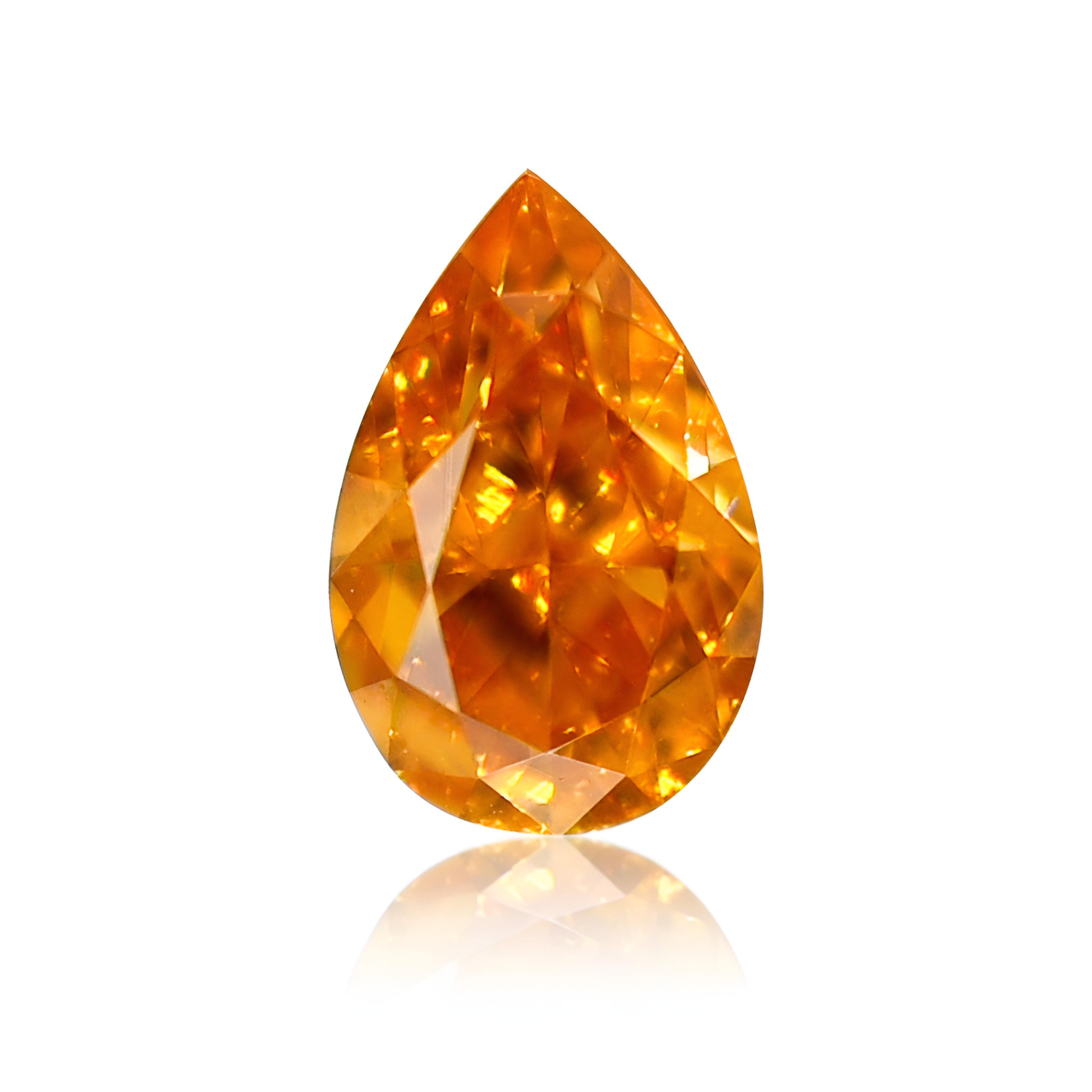 0.29 carat Carat Pear Fancy Vivid Yellow-Orange VS1 GIA Certified Diamond