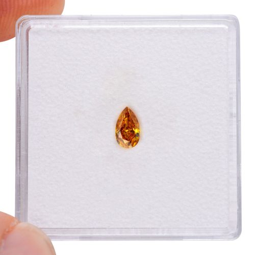 0.30 carat Carat Pear Fancy Vivid Yellow-Orange SI2 GIA Certified Diamond