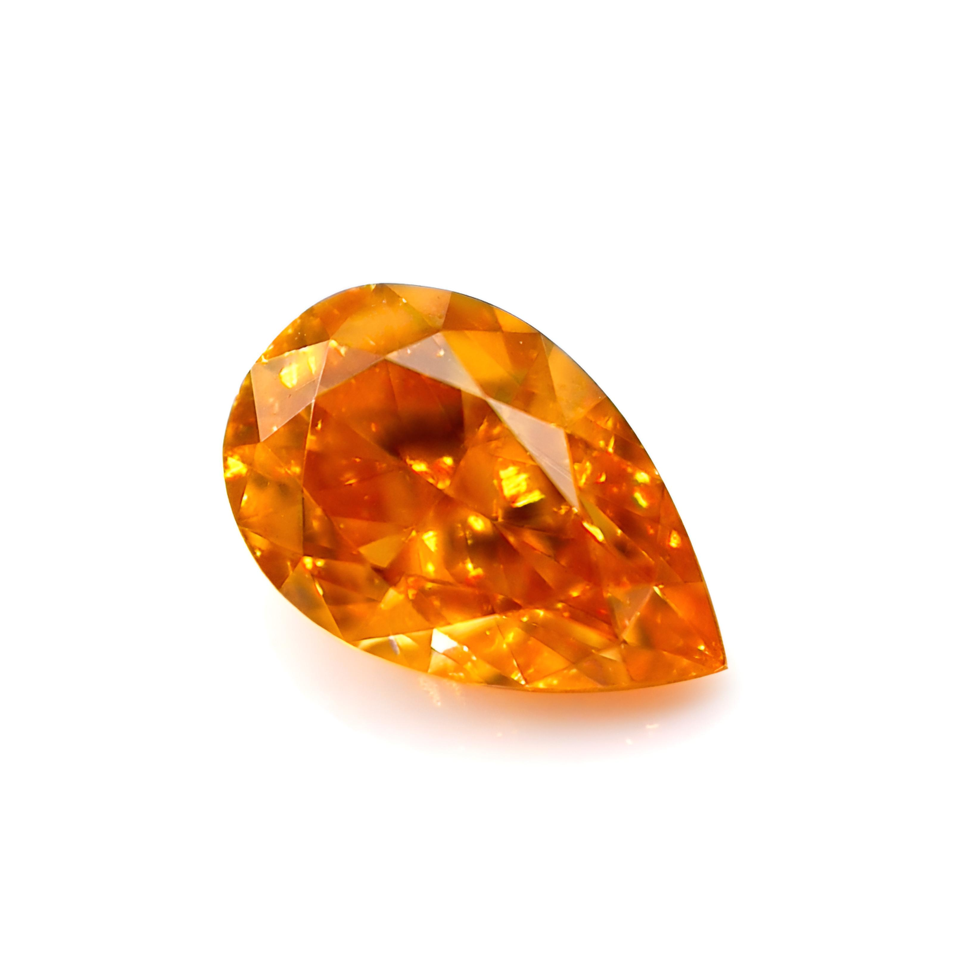 0.29 carat Carat Pear Fancy Vivid Yellow-Orange VS1 GIA Certified Diamond