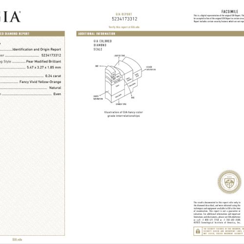 0.24 carat Carat Pear Modified Brilliant GIA Certified Diamond